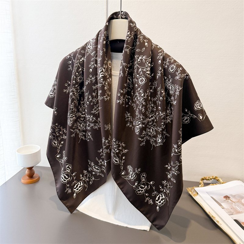 Ascot Neck Scarf - Lüks Vintage 90X90 cm Kare Eşarp