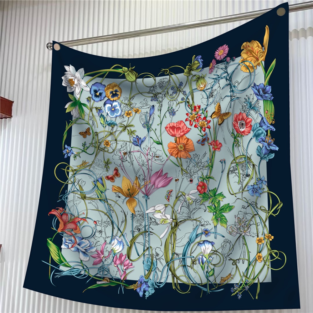 Scarf Silk Square - Ipek Eşarp Kadın Çiçek Baskılı Kare