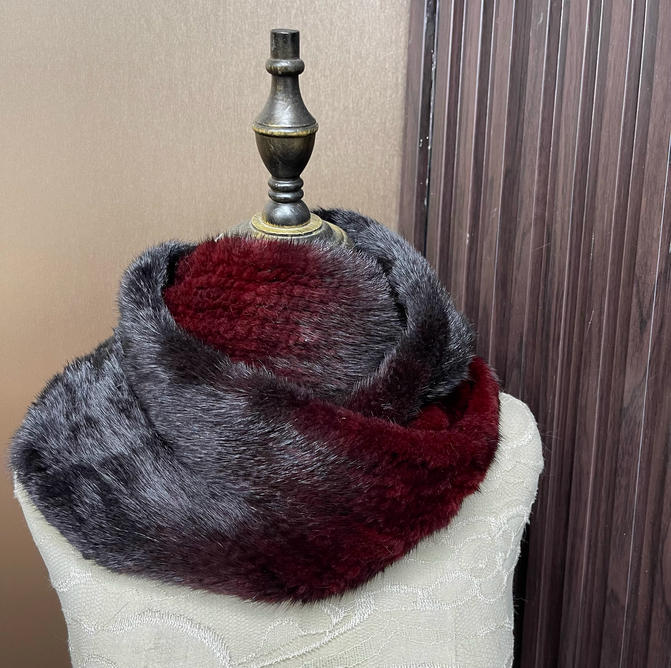 Ombre Renkli Hakiki Vizon Kürk - Infinity Scarf Knit incelemesi ve fiyatı