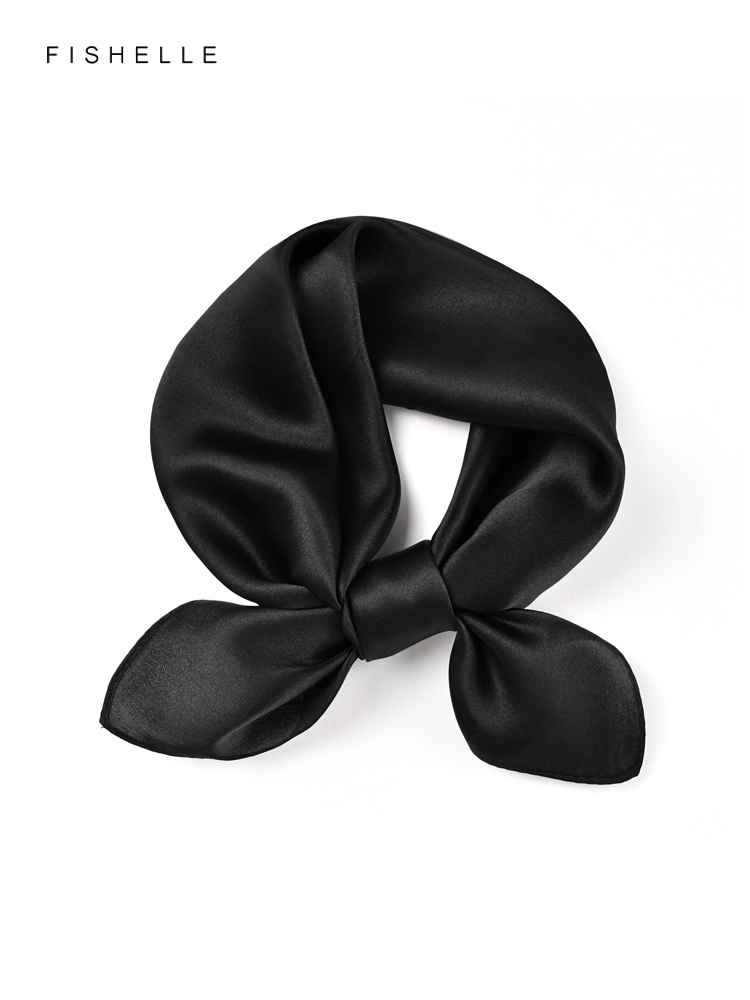 Katı renk siyah saf ipek eşarp - Scarf Silk Square incelemesi ve fiyatı