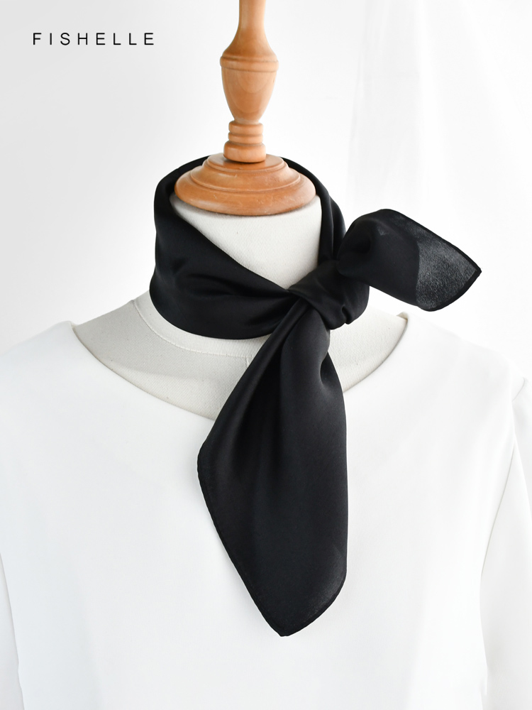 Katı renk siyah saf ipek eşarp - Scarf Silk Square incelemesi ve fiyatı
